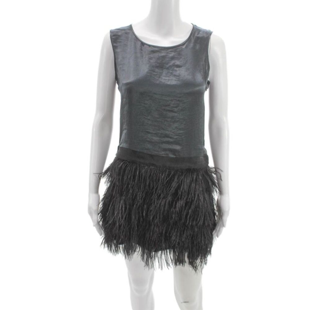 Theory Womens Shift Dress Sleeveless Solid Gray Round Neck Polyester Zip Size 0